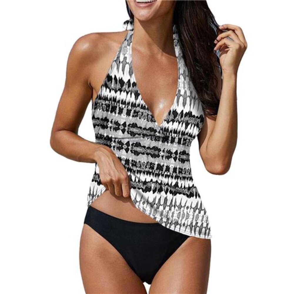 Women 2 Piece Printed Swimsuits Tankini Top with Bikini Bottom Swimwear
